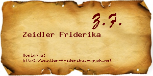 Zeidler Friderika névjegykártya